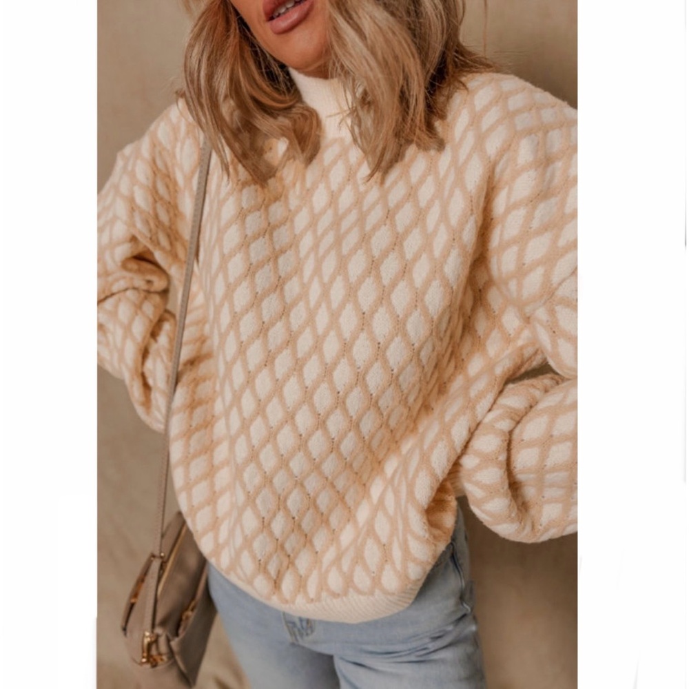 Oatmeal Diamond Knit Sweater